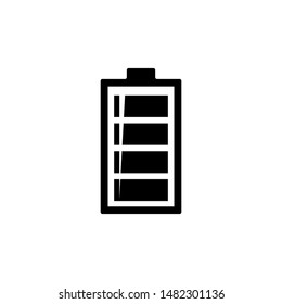 Alkaline Battery, Fully Charged. Flat Vector Icon illustration. Simple black symbol on white background. Alkaline Battery, Fully Charged sign design template for web and mobile UI element