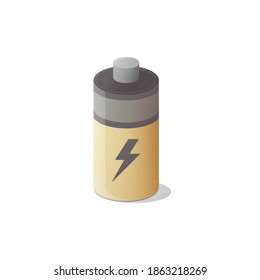 Alkaline battery icon. Isometric vector illustration. Isolated on white background.
