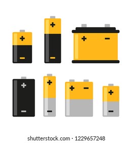 Iconos de batería alcalina en fondo blanco. Vector