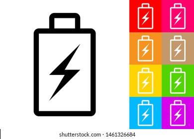Alkaline Battery. Line Icon With Different Color Background.