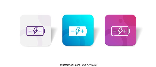 alkaline battery pixel perfect icon set bundle in line, solid, glyph, 3d gradient style