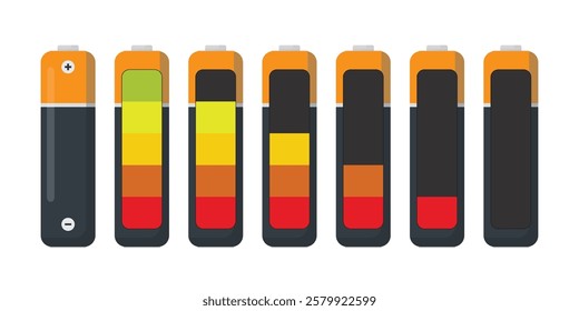 Alkaline battery set icon in flat style. Battery charge design isolated on white background. Power level battery indicator. Accumulator recharge sign business concept. vector illustration