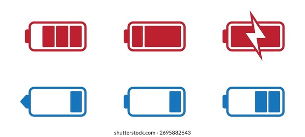Icono de conjunto de baterías alcalinas en estilo plano. Ilustración vectorial del acumulador del diverso tamaño en fondo aislado. Concepto de negocio de signo de recarga de acumulador