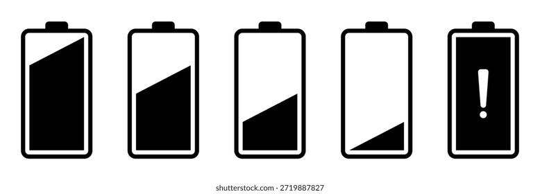 Icono de conjunto de baterías alcalinas en estilo plano. Ilustración vectorial del acumulador del diverso tamaño en el fondo blanco aislado. Concepto de negocio de signo de recarga de acumulador.