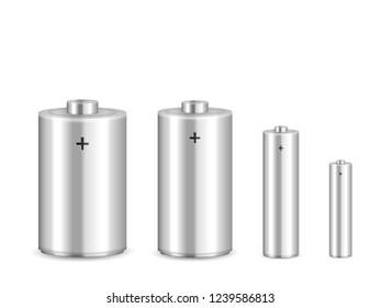 Alkaline battery set on a white background. Vector illustration.