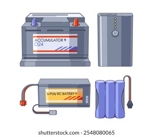 Cilindro alcalino e bateria de polímero de lítio, acumulador automotivo, conjunto de powerbank portátil