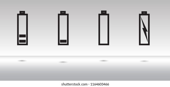 alkaline icon. Alkaline set with battery vector icons for web and mobile app,Alkaline battery with sign Lightning for illustration of accumulator, energy, power supply. Carved silhouette flat icon.