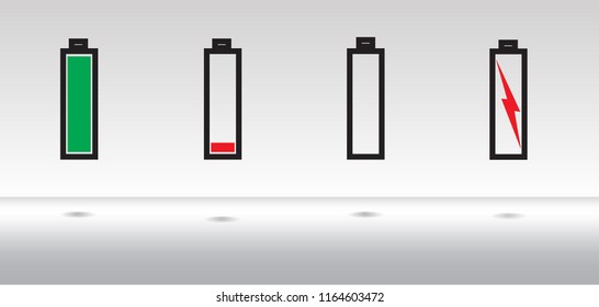 alkaline icon. Alkaline set with battery vector icons for web and mobile app,Alkaline battery with sign Lightning for illustration of accumulator, energy, power supply. Carved silhouette flat icon.