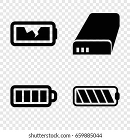 Alkaline icons set. set of 4 alkaline filled icons such as baterry, battery