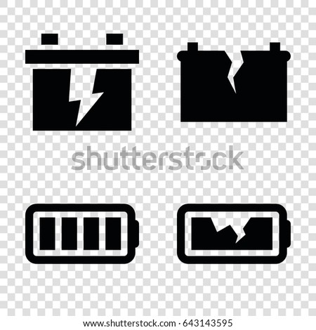 Alkaline icons set. set of 4 alkaline filled icons such as battery, ful battery