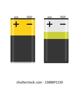 Alkaline PP3 battery flat colorful vector isolated illustration. Realistic battery on white background