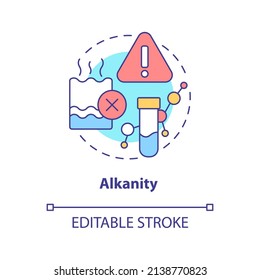 Alkalinity concept icon. Water quality indicator abstract idea thin line illustration. Measuring pH levels in water. Isolated outline drawing. Editable stroke. Arial, Myriad Pro-Bold fonts used