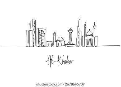Al-Khobar skyline continuous line drawing
