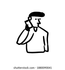 alking on the phone hand drawn style vector doodle design illustrations