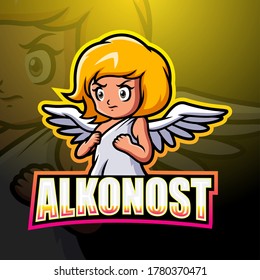 Diseño del logotipo de apoyo de mascota Alkonost