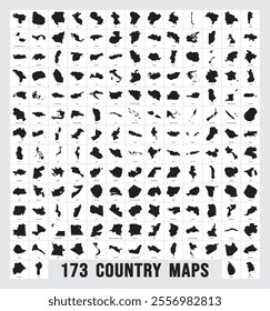 All 173 Complete Countries Map of the World Perfect Icons . A complete maps of the world. Every single country map are listed and isolated with names.	
