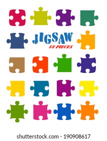 All 18 puzzle pieces - colored