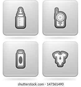 All about food, appliances, objects and other things in relation to Barbecue, pictured here from left to right: Baby bottle, Baby monitor, Baby powder, Baby rompers. 