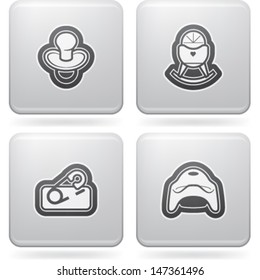 All about food, appliances, objects and other things in relation to Barbecue, pictured here from left to right: Baby teat, Baby crib, Diaper pin, Potty. 