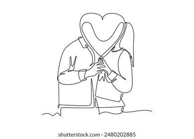 All about love concept. Single line draw design vector graphic illustration.