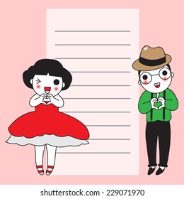 All About Love paper note illustration set