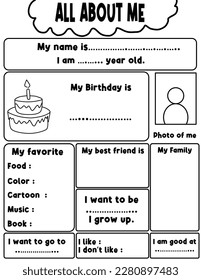 All about me template printable sheets for kids for people cute resume writing cv