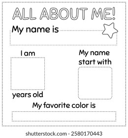 All about me template printable sheets for kids