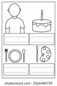 All about worksheet for kids, potrait of me, my favorite food, my favorite color and my age, all about me printable for kids