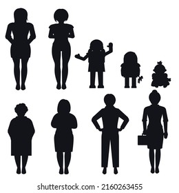 All Age Generation Women silhouettes Premium vector template
