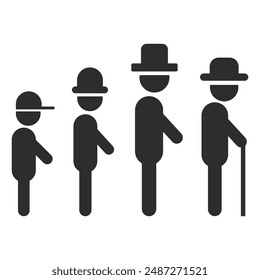all age icon, life expectancy, generation symbol, flat vector illustration on a white background