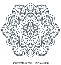 All age (Kids, Teen, Adult) antistress coloring page Mandala. Black and White Color