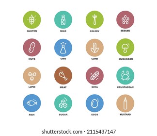 All allergens on the menu in different colors.