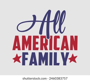 All America Family, The 4th of July National Holiday. Vector Illustration