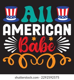 All American Babe 
Archivo vector de diseño de camisetas
