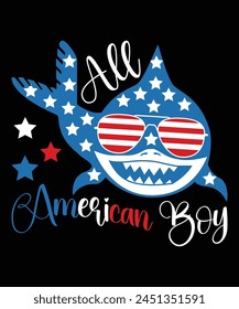 Todo American Boy  Feliz 4 de julio impresión de la camisa Plantilla tipografía diseño para el arte