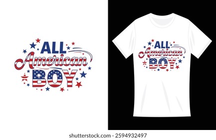 All American boy 4th of July T-shirt Design