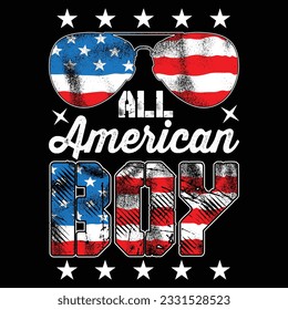 All American boy design, 4th of July , Independence Day , father's day , American flag t-shirt design