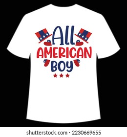 All American boy Merry Christmas shirt print template, funny Xmas shirt design, Santa Claus funny quotes typography design