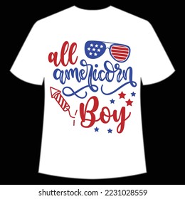 All American boy Merry Christmas shirt print template, funny Xmas shirt design, Santa Claus funny quotes typography design
