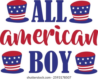 All American Boy Stars Stripes Patriotic Energy Vector Design