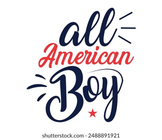 All American Boy typography retro t-shirt design