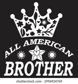 all american brother typography t-shirt design