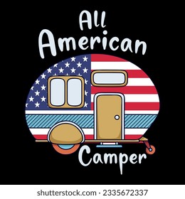 All American Camper,camping t-shirt Design,Camper,Camping van,Holiday camping t shirt,Camping squad