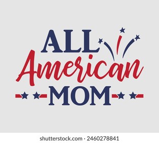 All American Family, The 4th of July National Holiday, Vector Illustration