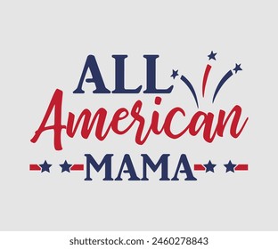 All American Family, The 4th of July National Holiday, Vector Illustration