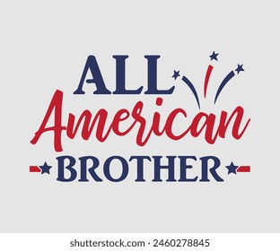 All American Family, The 4th of July National Holiday, Vector Illustration