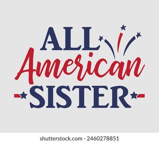 All American Family, The 4th of July National Holiday, Vector Illustration