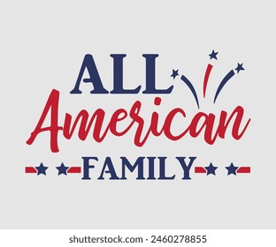 All American Family, The 4th of July National Holiday, Vector Illustration