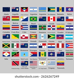 All american flags continent Vector illustration template