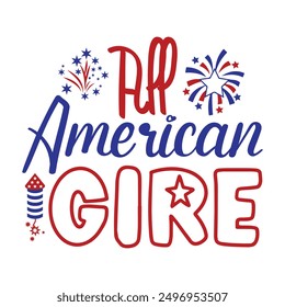 All American gire tshirt design